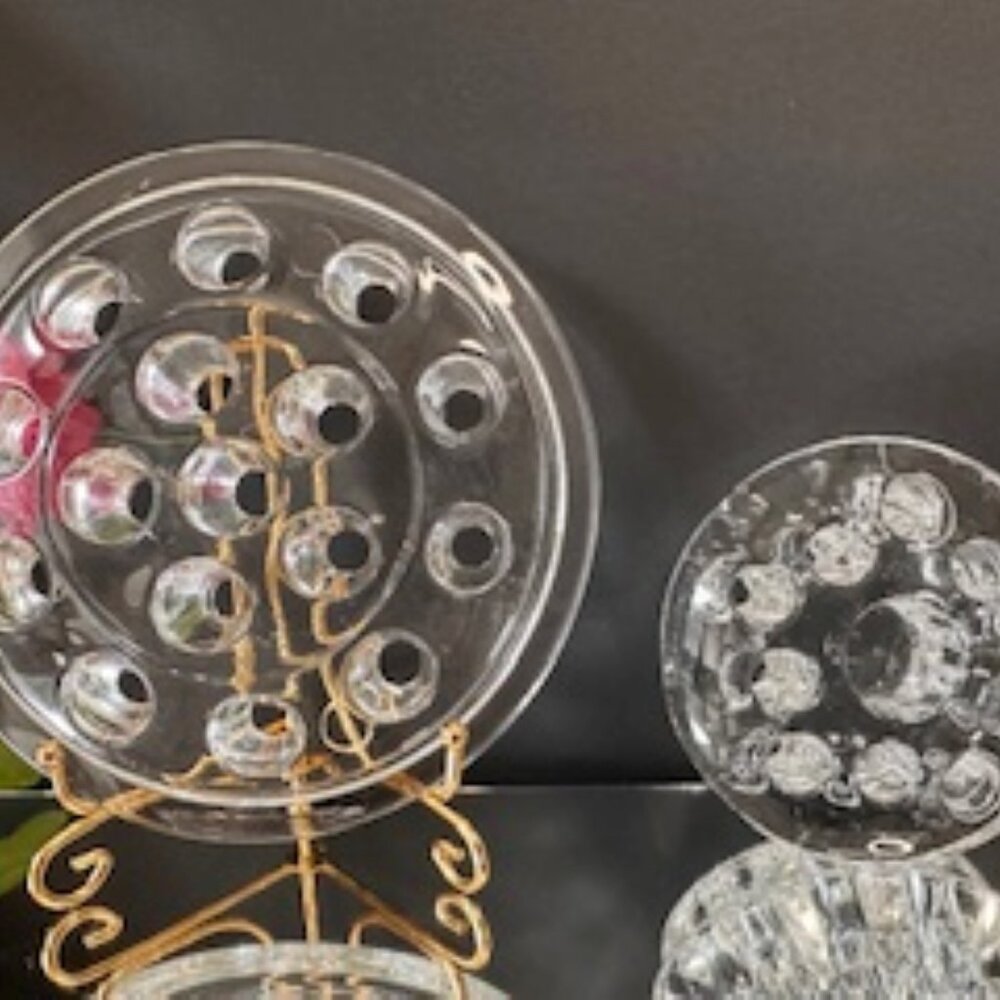 Vintage Clear Glass Flower Frogs – Round Floral Arrangement Holders